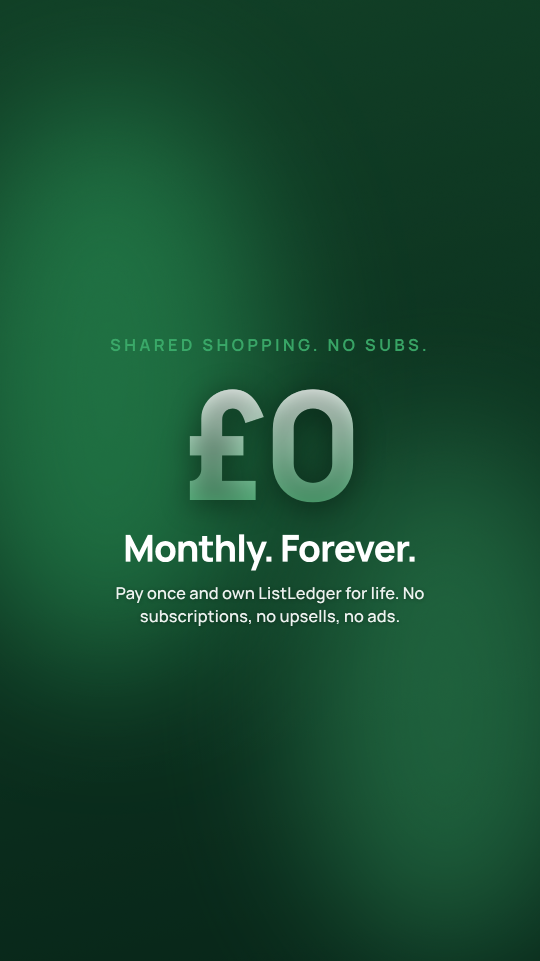 One-time payment, no subscriptions