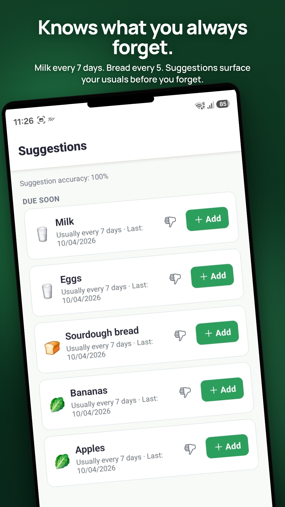 Smart item suggestions